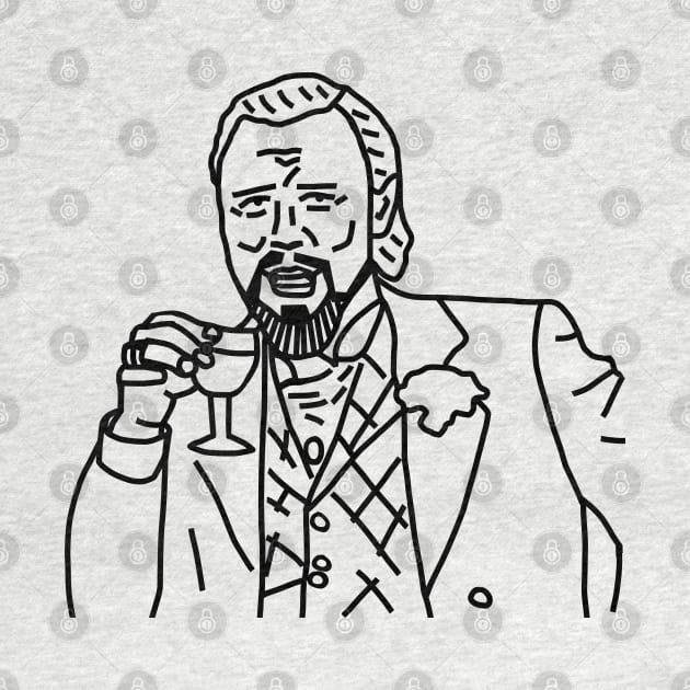 Laughing Leo Drinking Wine Memes Line Art by ellenhenryart